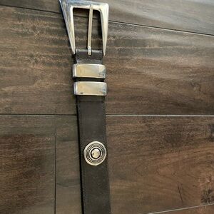 Women’s  Black Leather Belt with Silver Buckle